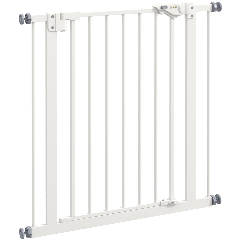 Barriera estensibile a forbice con chiusura automatica e doppia serratura in ferro bianco per porte 68 × 77 cm