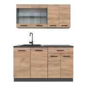 Vicco Cucina completa Quercia dorata/antracite 140 cm senza piano di lavoro