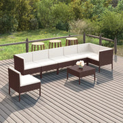 Set Divani da Giardino 8 pz con Cuscini in Polyrattan Marrone cod mxl 38316