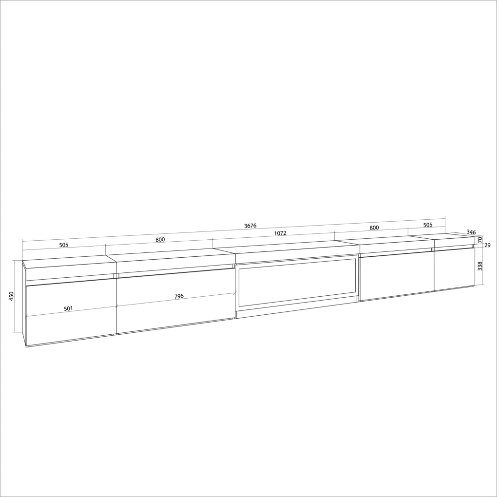 Mobile TV Soggiorno, 368x35x45, Camino elettrico XXL, Nero RF3684