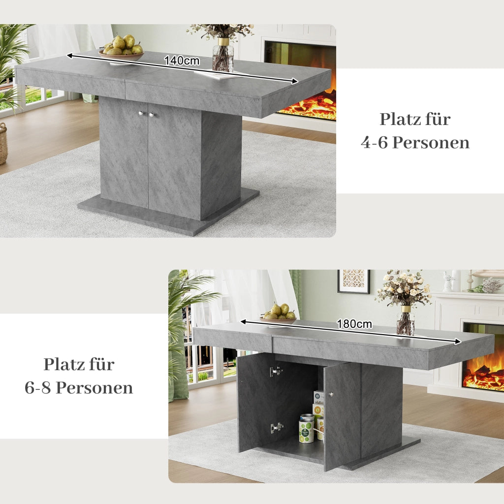 Tavolo da pranzo allungabile con vano contenitore; per 4 a 8 persone; piano estensibile; per cucina e soggiorno