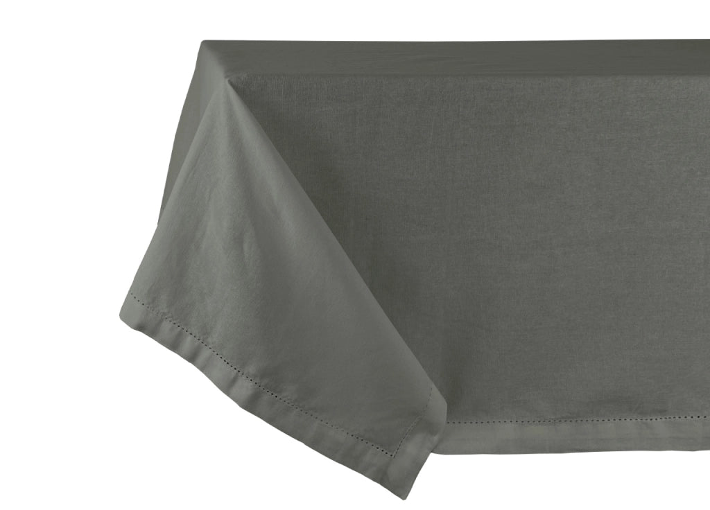 Tovaglia Cucina Soggiorno In Cotone Con Orlo A Giorno In Tinta Unita Ajour - 140x180cm - Grigio Scuro