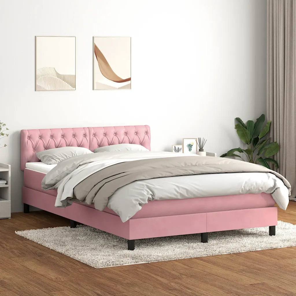 Giroletto a Molle con Materasso Rosa 160x220 cm in Velluto 3316556