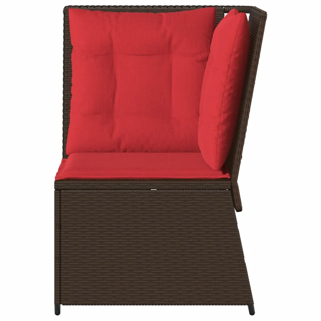 Divano angolare da giardino con Cuscini in Polyrattan Marrone 368988