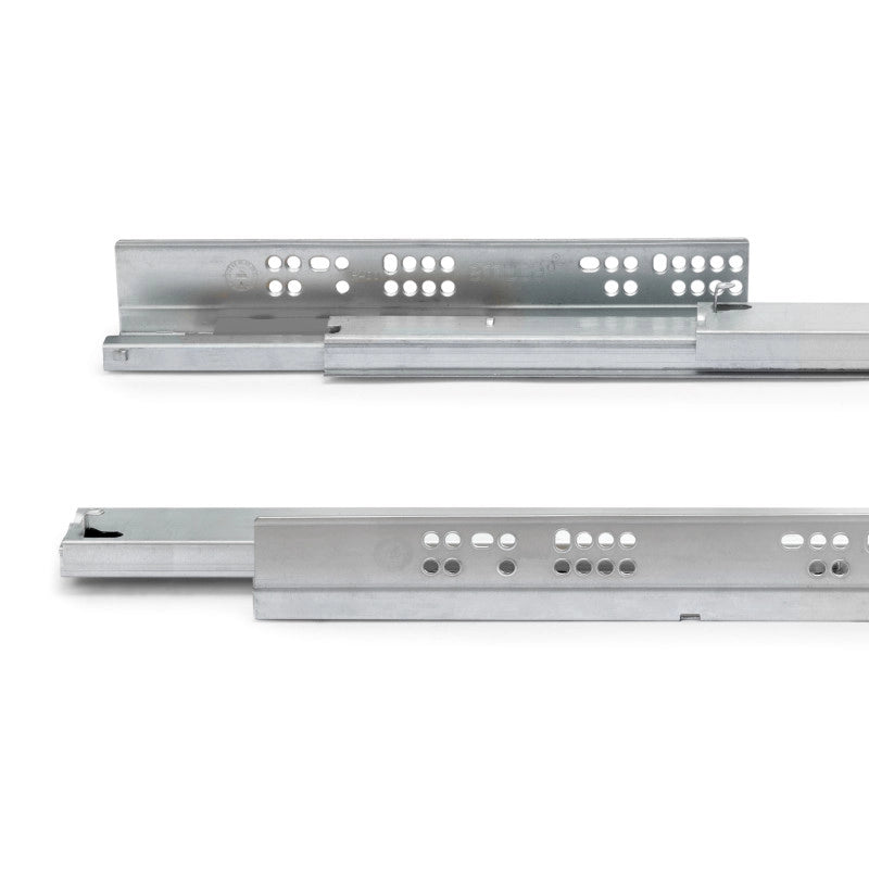 Set di guide per cassetti a scomparsa Silver, estrazione totale, push, profondità 450 mm, Acciaio, Zincato bianco