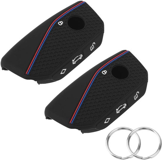 Porta chiavi in silicone - 2 pezzi - Portachiavi con anello - Comando a distanza per auto - Segnale acustico - 9x4,5cm - Portachiavi per auto