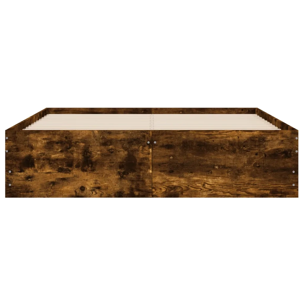Letto matrimoniale | Letto per adulti | Giroletto con Cassetti Rovere Fumo 120x200 cm Legno Multistrato