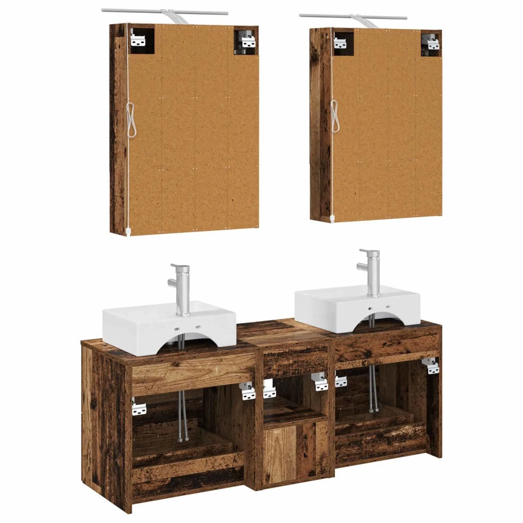 Set di mobili per il bagno 5 pcs Legno antico 3406805
