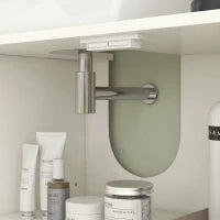 Mobile Sottolavabo Mobile da Bagno con Armadio a Due Livelli Ripiani Regolabili, 90 L x 30 P x 63 H cm, Crema