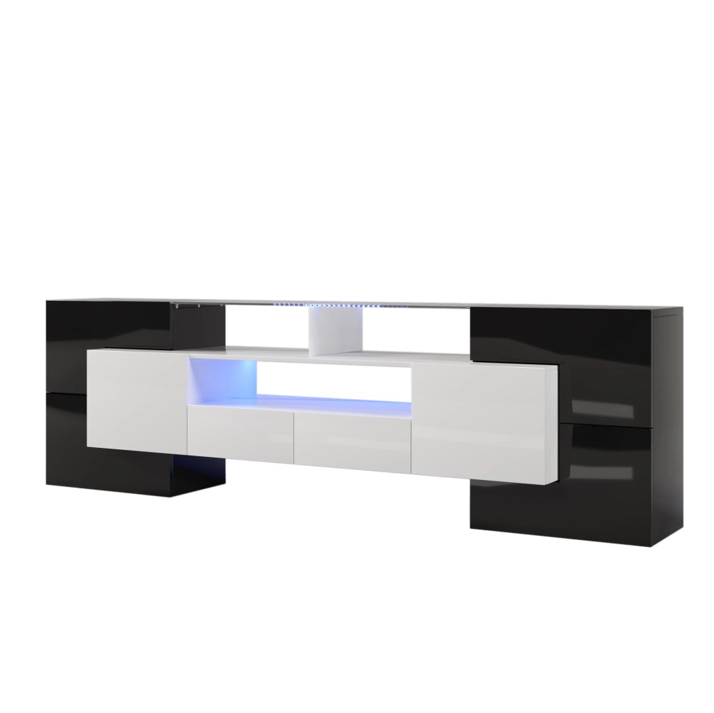 Mobile TV con 4 ante; 2 cassetti e LED multicolore; 200 x 35 x 60 cm