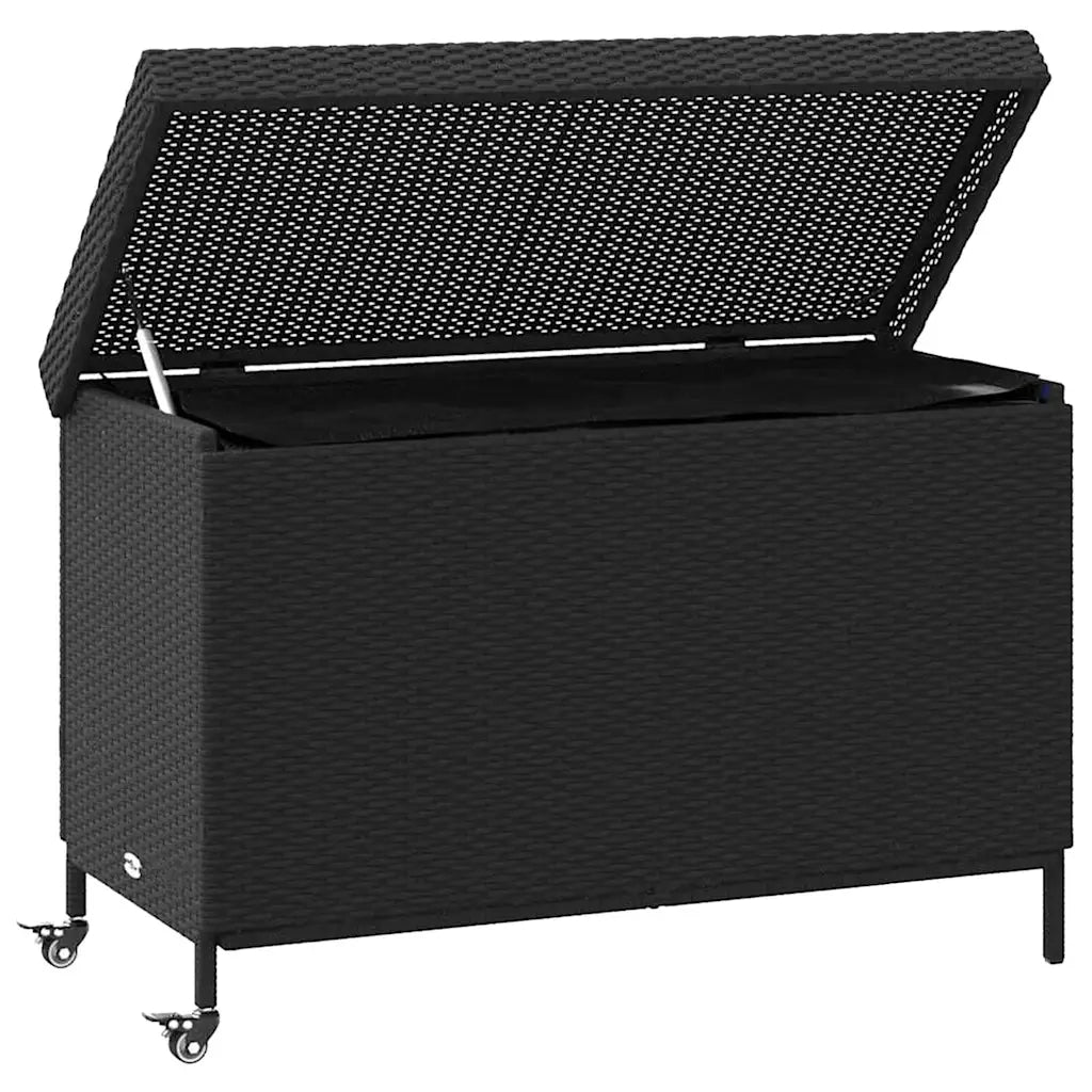 Contenitore da Giardino con Ruote Nero 110x55x73 cm Polyrattan CFW3816963