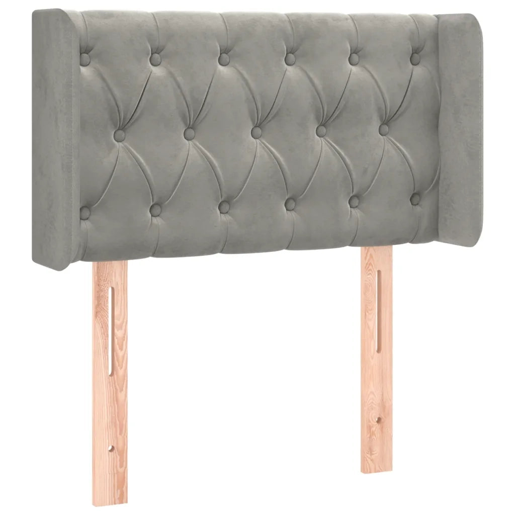 Testiera | Testata ad Orecchio Grigio Chiaro 83x16x78/88 cm in Velluto