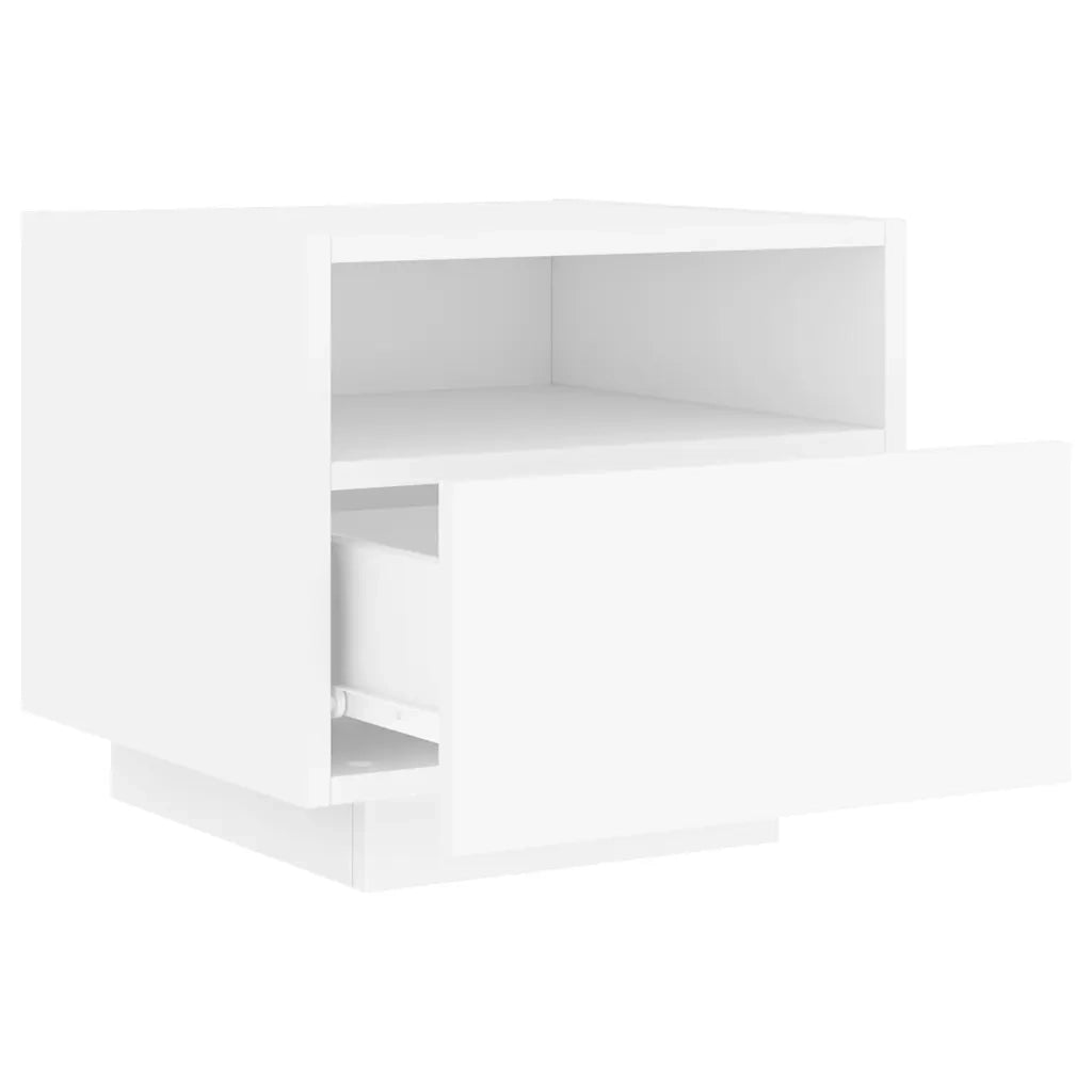 Comodino con Luci LED-Tavolino da notte Bianco 40x39x37 cm
