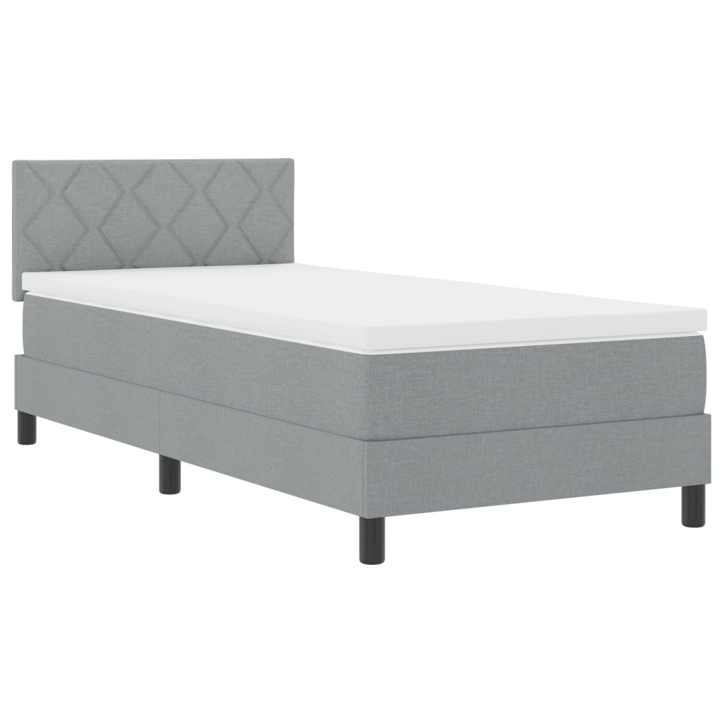 Letto con Box Spring con Materasso Grigio Chiaro 90x200 cm Tessuto