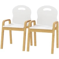 Set 2 Sedie Bambini in Legno di Betulla Regolabili e Impilabili, Bianco