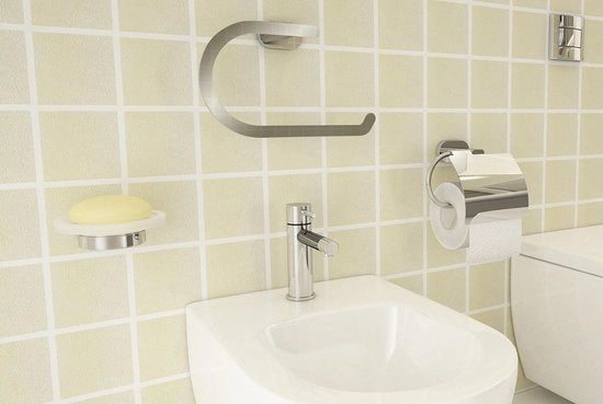 Porta sapone per parete in acciaio inox 12 x 11 x 39 cm - BE111300100 - accessorio per bagno moderno