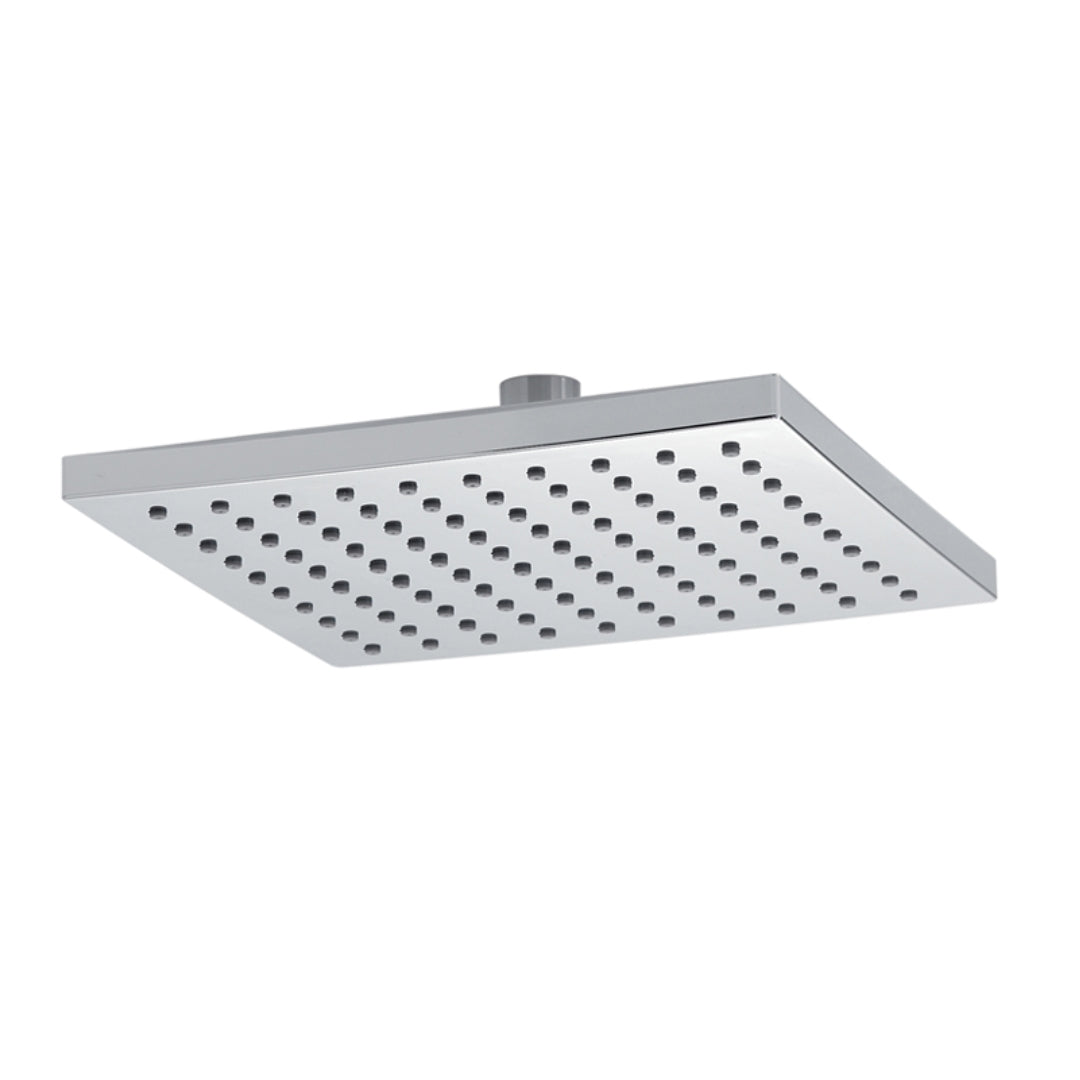 Braccio doccia ottone cromato + soffione doccia quadrato ottone cromato 200x200x8 mm