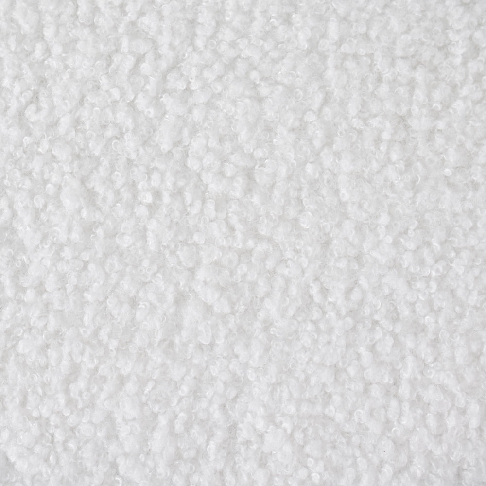 Divano a 2 posti Boucle bianco imbottito con schienale e parte anteriore in legno gambe nere con tappi Soggiorno Arredamento
