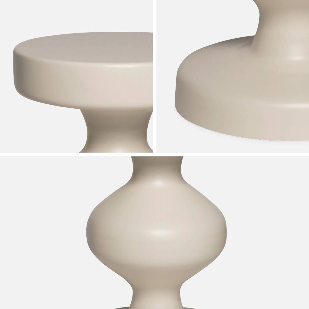 Tavolino, fine divano, comodino in metallo, crema