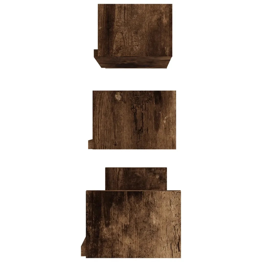 Mensole Espositive da Parete 3 pz Rovere Fumo Legno Multistrato 815261
