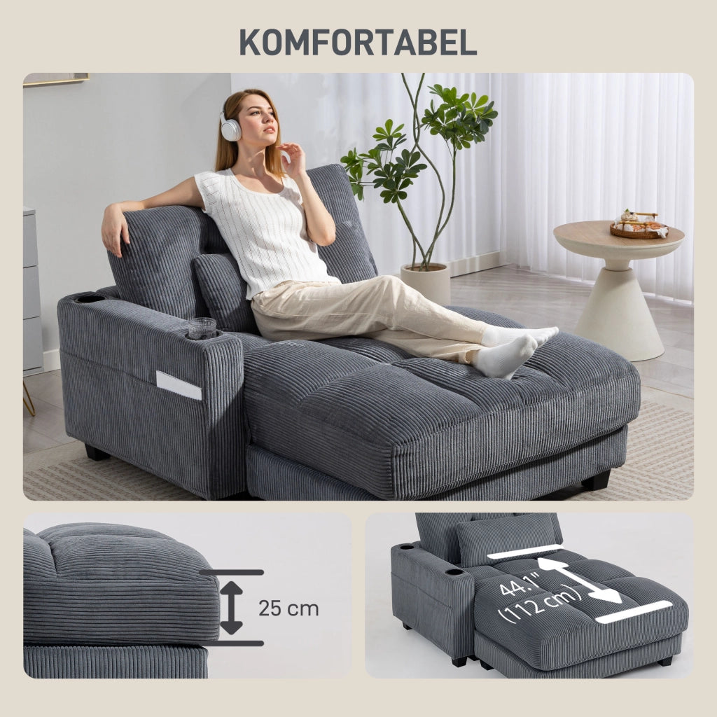 Divano letto con cuscini e portabicchieri ¨C Xylo ¨C Grigio, schiuma trasformabile