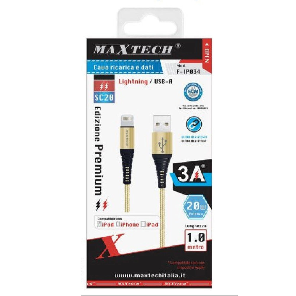 Trade Shop - Cavo Caricatore Lightning Usb 1 Mt Ricarica Trasferimento Dati 3a Iphone F-ip034 -