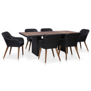 Set da Pranzo da Giardino 7 pz con Cuscini in Polyrattan Nero cod mxl 39822