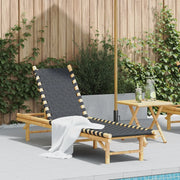 Lettino Prendisole con Fettuccia Intrecciata Nera 55x200x30 cm 4108233