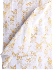 Papier per Tissue in Carta Gialla - 30 Facciate - 35x50cm - Confezione con Farfalla - Imballo di Regalo - Artigianato - Materiale di Alta Qualità