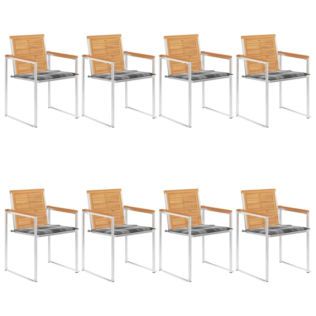 Sedie da Giardino con Cuscini 8 pz in Legno Massello di Teak cod mxl 8693