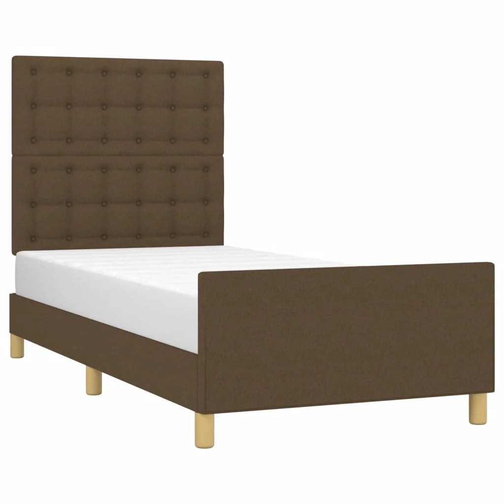 Giroletto con Testiera Marrone Scuro 80x200 cm in Tessuto 3125336