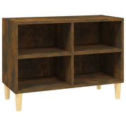 Mobile TV multimediale mensola TV credenza mobile TV per sala da pranzo soggiorno camera da letto con gambe in legno massello finitura rovere affumicato 69,5 x 30 x 50 cm marrone 02_0026852