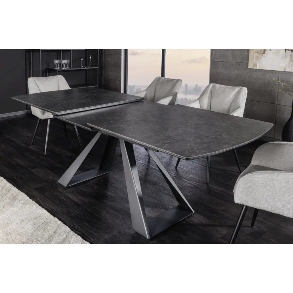 Tavolo da pranzo allungabile OBLIKA 180-230 cm – Ceramica nera e metallo
