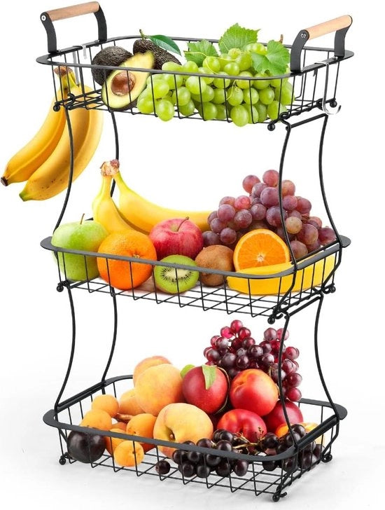 Frigorifero 3 livelli metallo nero - mobile frigorifero maniglia frigorifero - frutta verdura snack - cucina ufficio - chiave a scudo