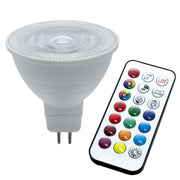Faretto LED RGB 3000K GU5.3 6W lampada dimmerabile 12V attacco MR16 LED RGBW telecomando IR cromoterapia luce colorata