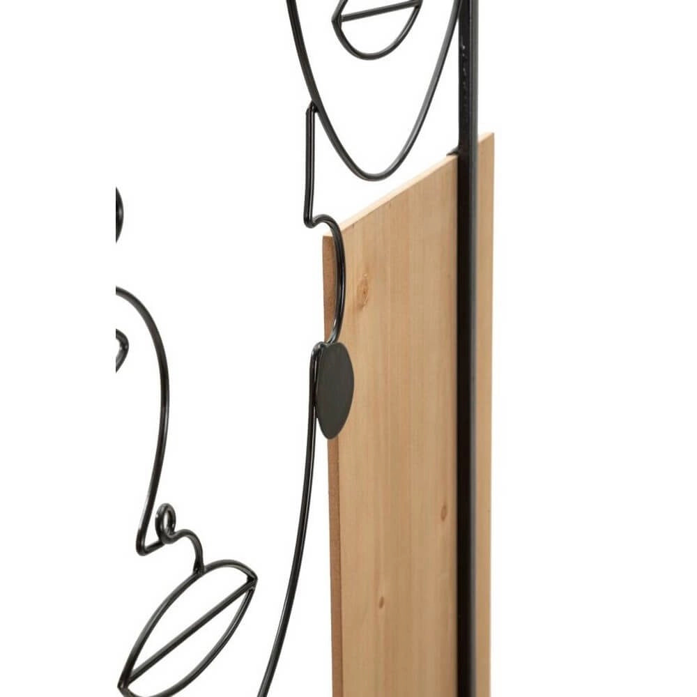 Decorazione Parete Muro Volti Ferro e Legno cm 63X2X90 - FACES