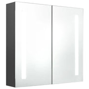 Armadietto Bagno con Specchio e LED-Mobiletto a specchio Grigio 62x14x60 cm