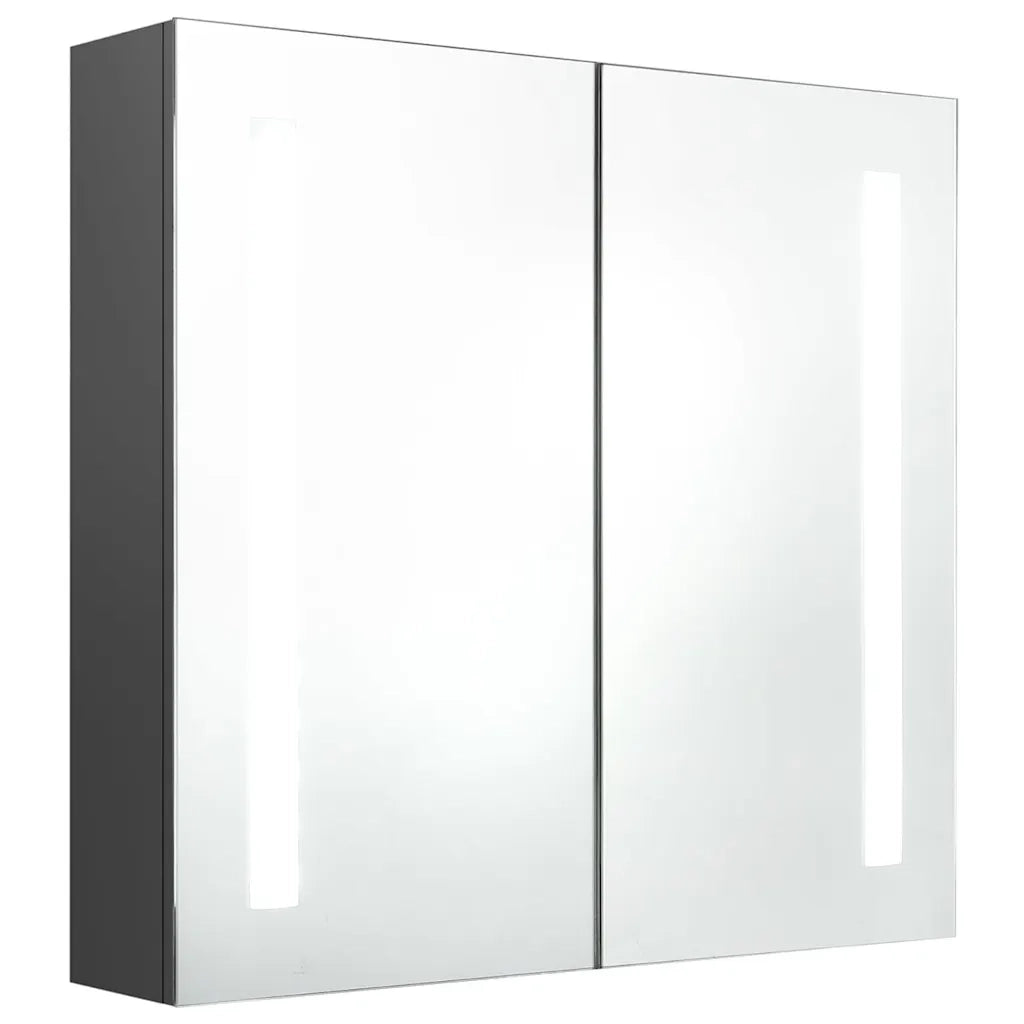 Armadietto Bagno con Specchio e LED-Mobiletto a specchio Grigio 62x14x60 cm