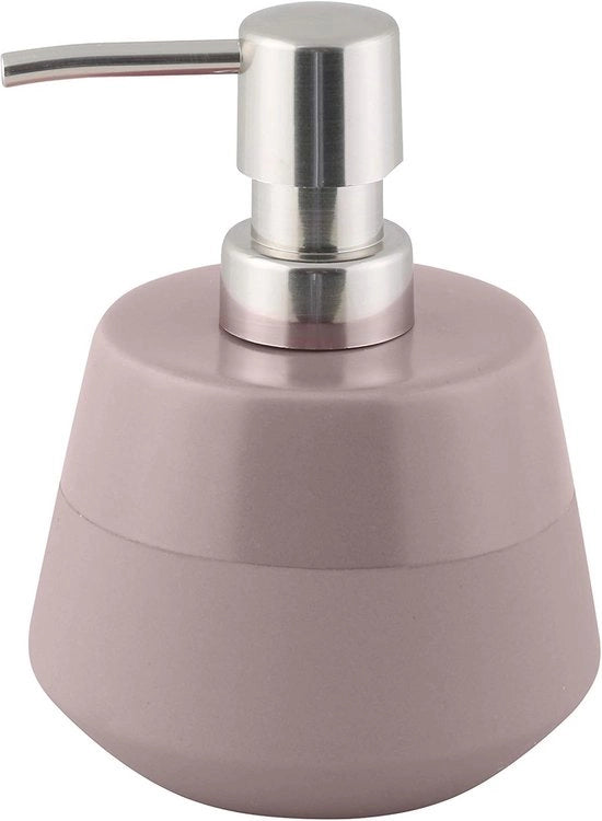 Dispensatore di sapone in ceramica a terra di Siena Ø 10 cm - Accessorio da bagno elegante