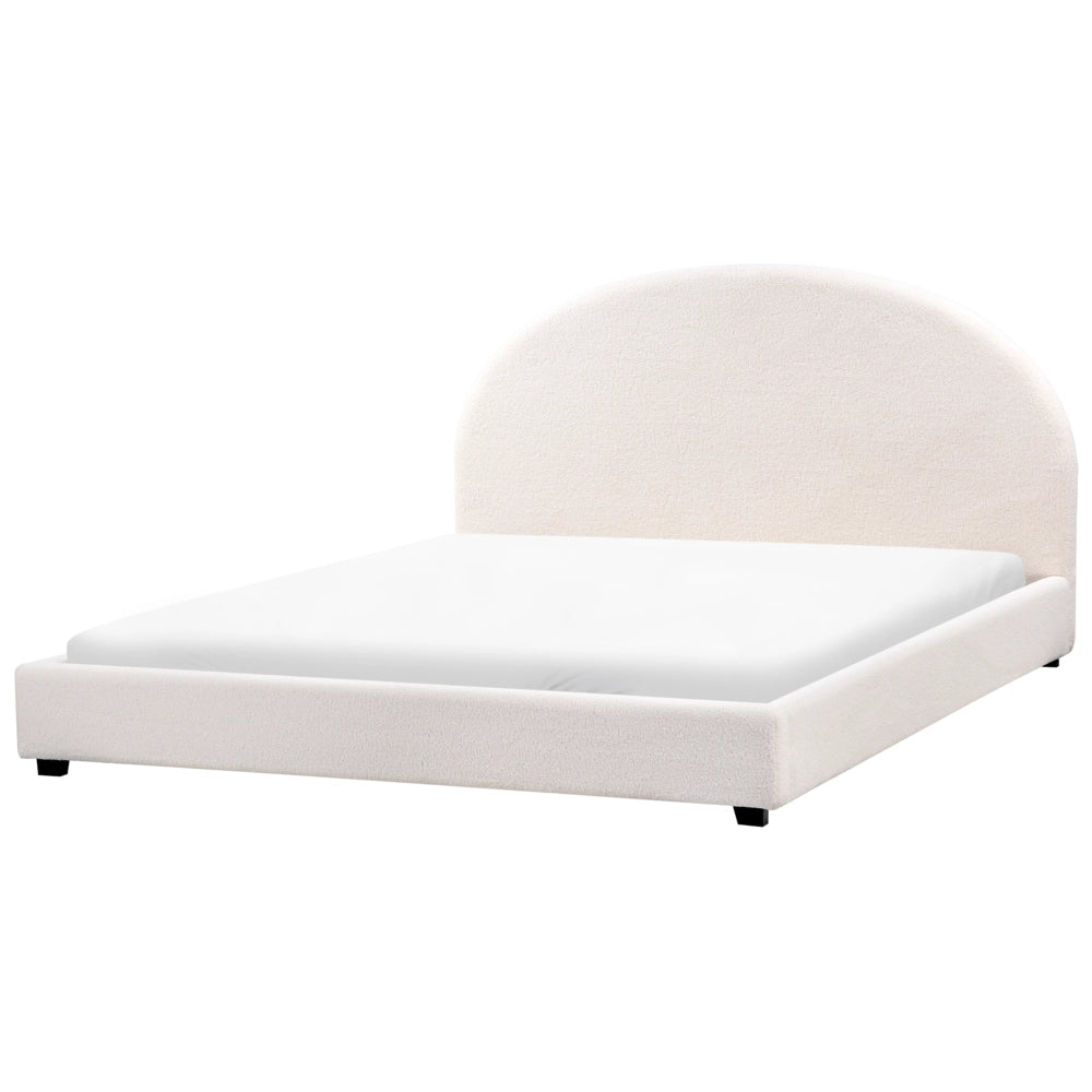 Letto ad acqua in bouclé retrò dal design minimalista in poliestere bianco sporco 180 x 200 cm