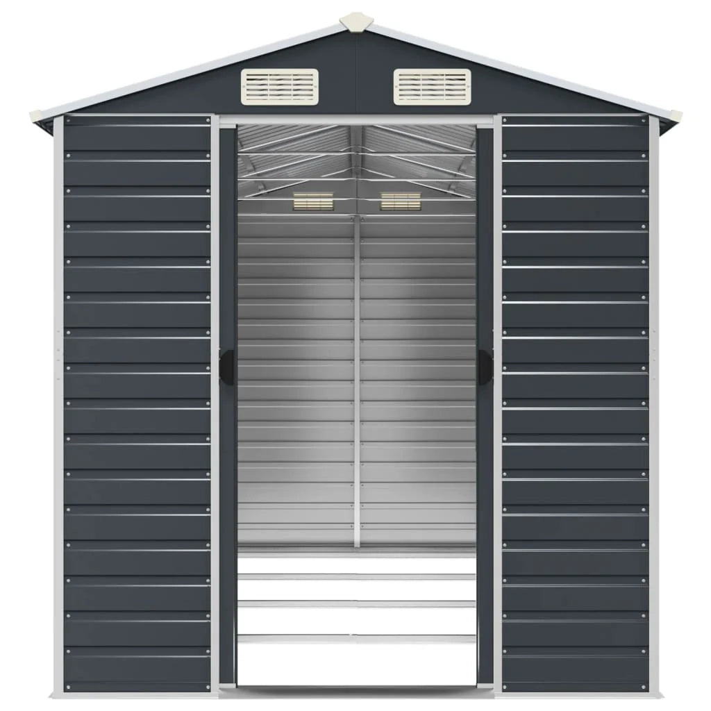 Casetta da giardino cabina ripostiglio casetta da esterno robusta casetta per attrezzi 191 x 385 x 198 cm acciaio zincato antracite 02_0022186