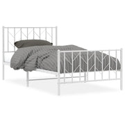 Letto singolo | Letto per adulti | Giroletto con Testiera e Pediera Metallo Bianco 100x190 cm