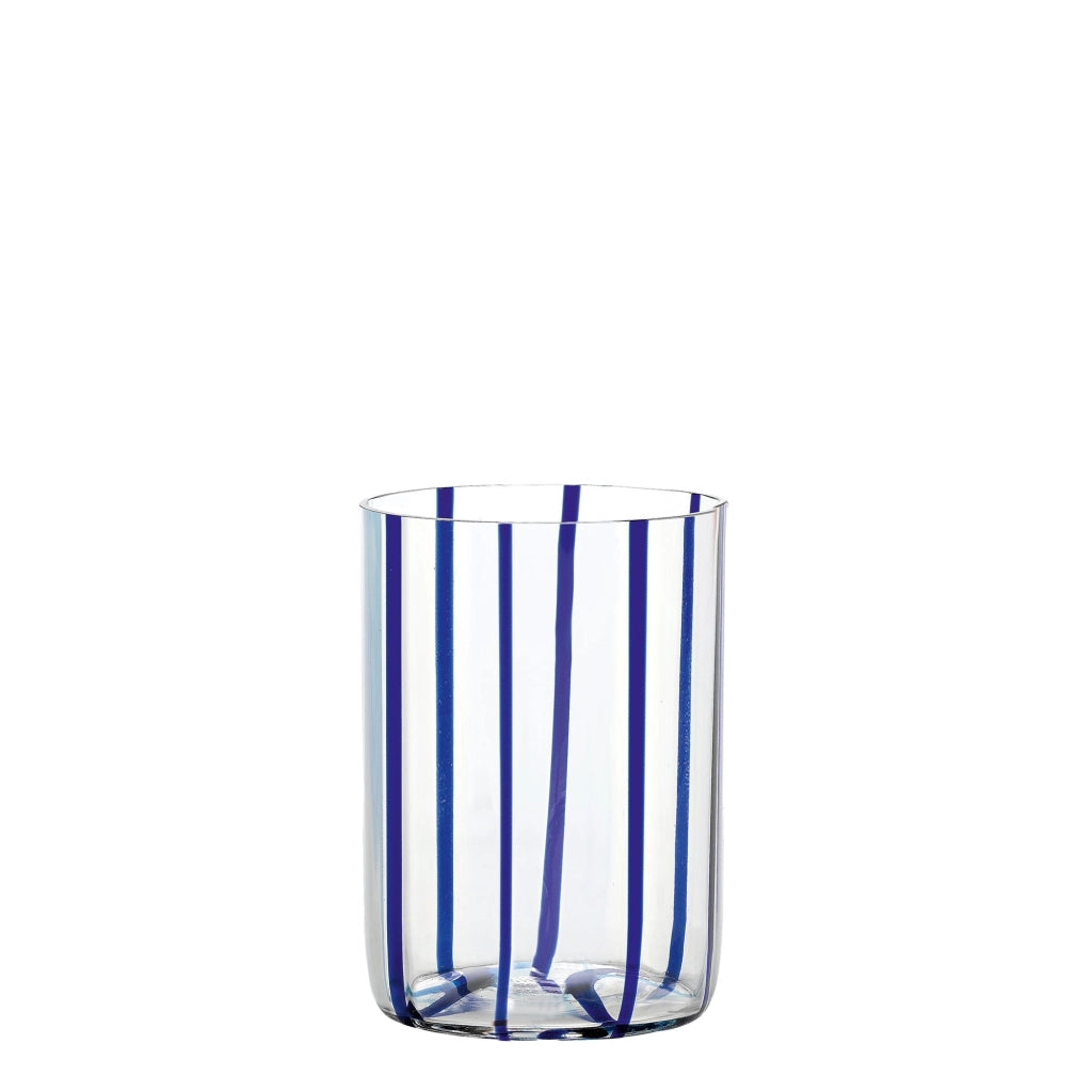 Zafferano Set 6 Tumbler Tirache in vetro colorato blu, design artigianale soffiato a bocca, elegante lavorazione manuale per tavola sofisticata