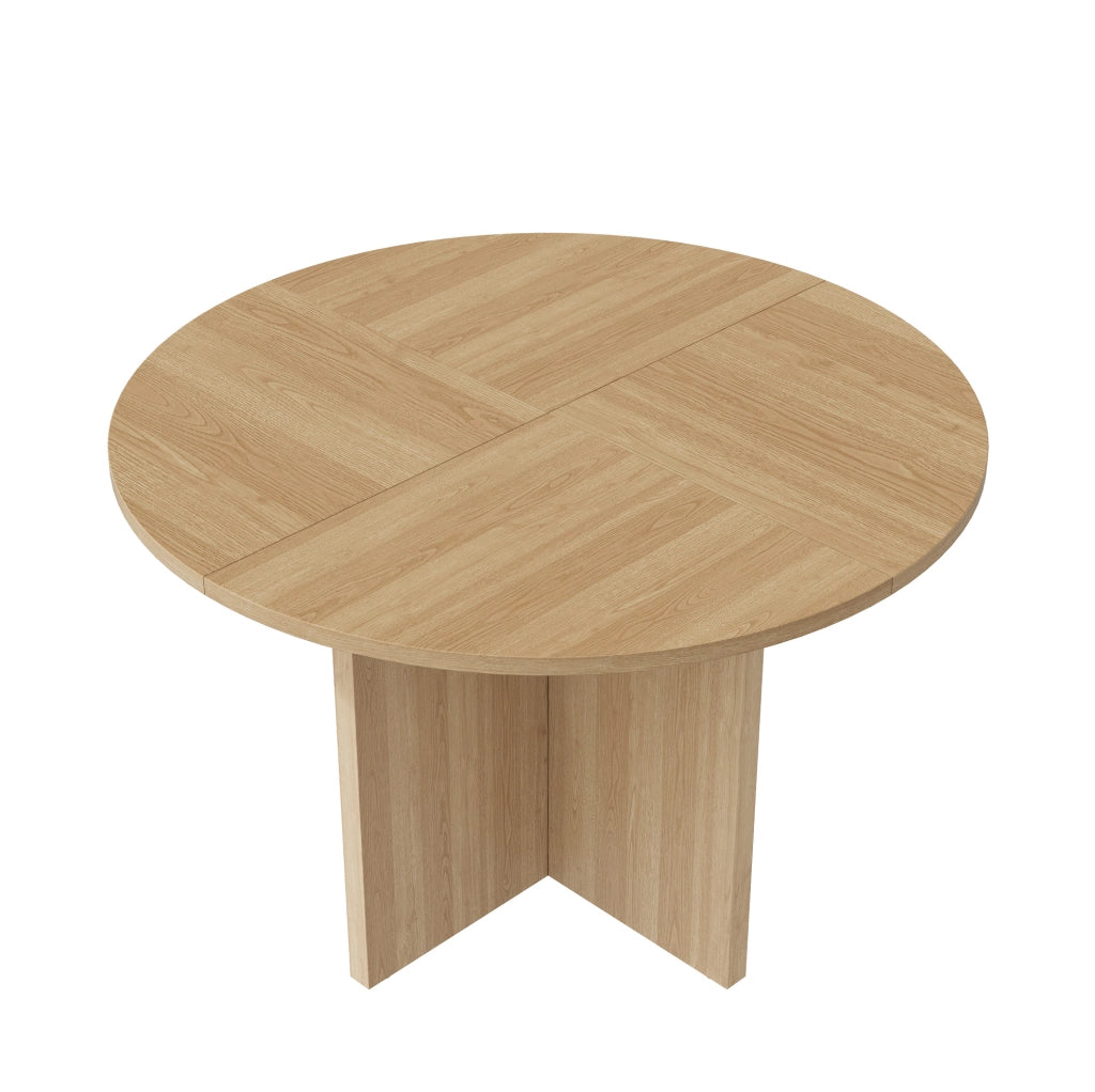 Tavolo da pranzo rotondo 120 cm in MDF colore rovere; stile nordico