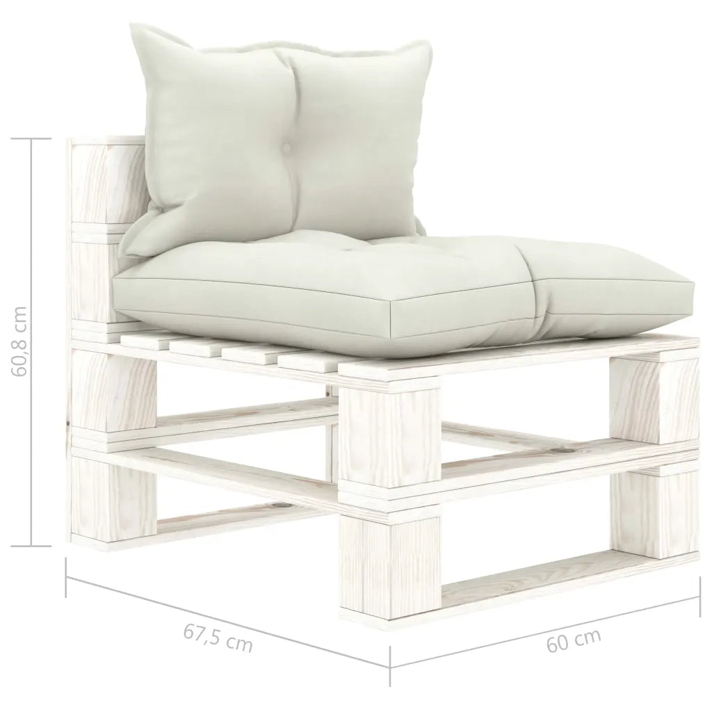 Poltrona Centrale da Giardino Pallet con Cuscini Beige in Legno 3052422