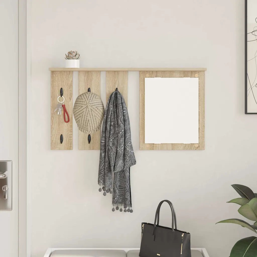 Appendiabiti a muro con specchio rovere sonoma 85 x 10 x 45 cm CFW8892984