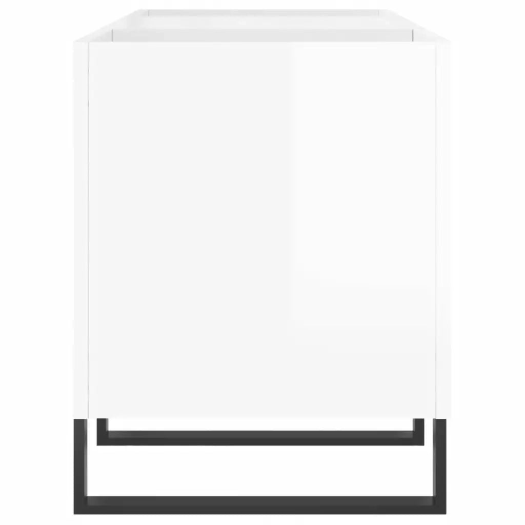 Mobile Porta Dischi Bianco Lucido 121x38x48cm Legno Multistrato 831686