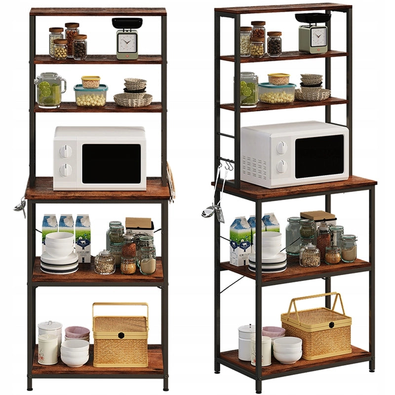 Scaffale multifunzionale, mobile da cucina vintage marrone loft, 6 ripiani, 166 cm
