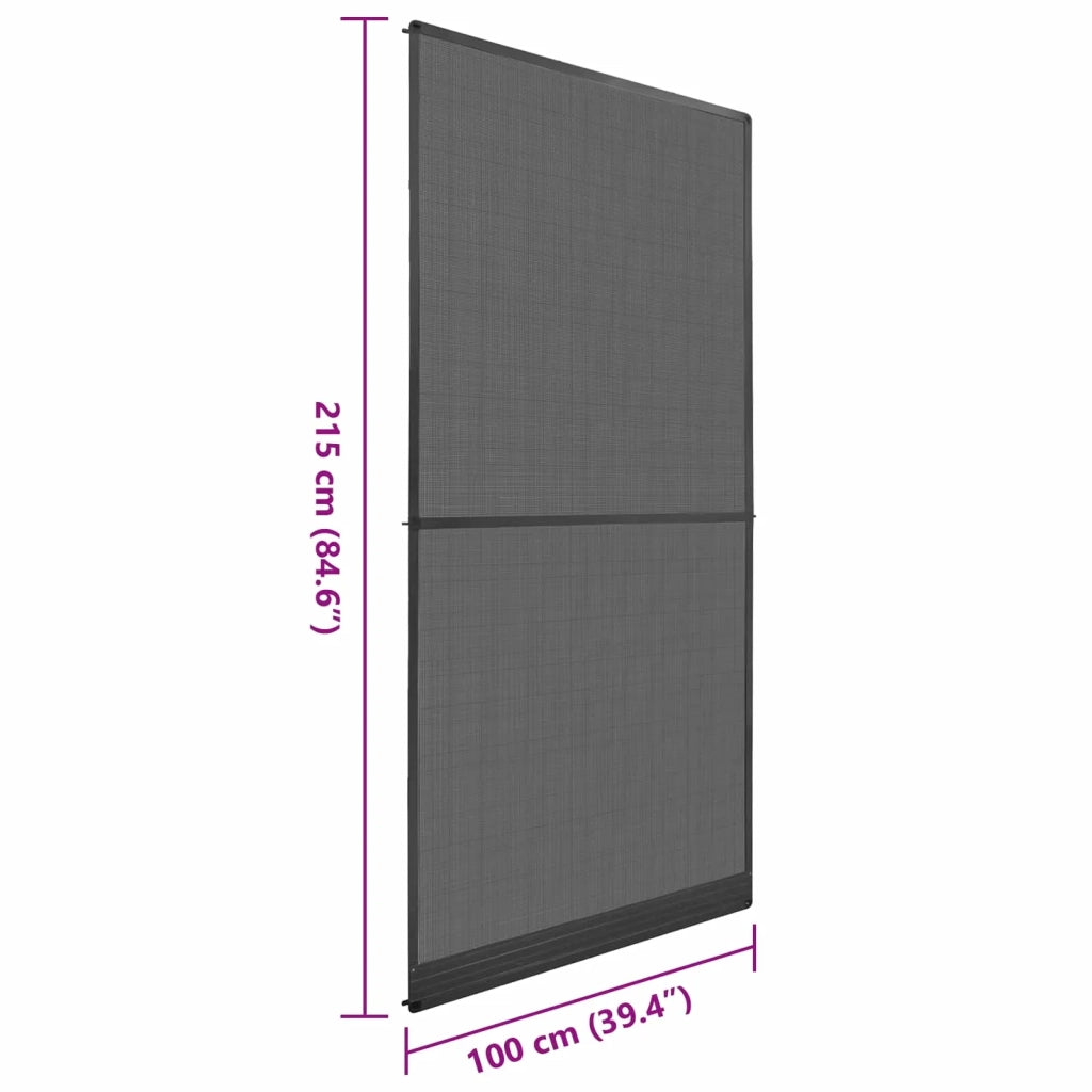Schermo Insetti a Battente Antracite e Nero 100 x 215 cm CFW4359071