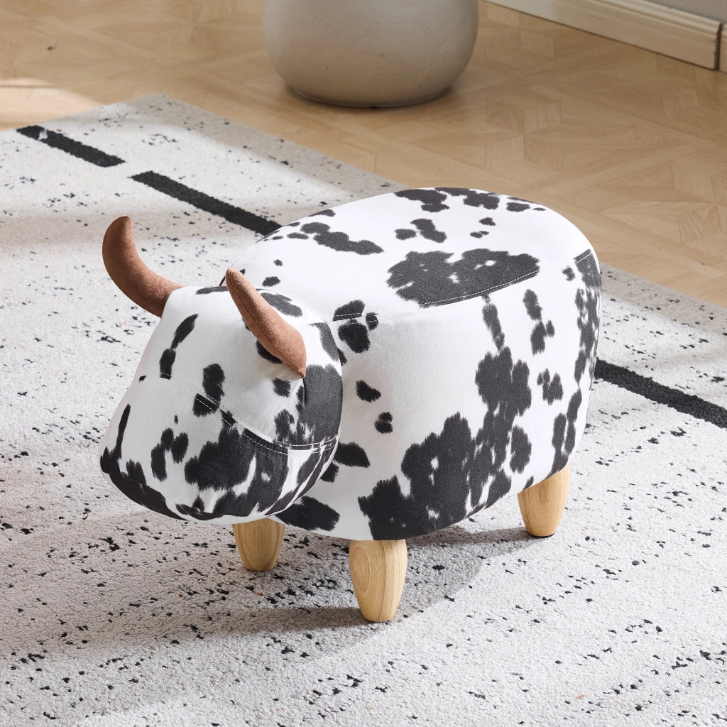 Pouf Sgabello per Animali ¨C MINIMAL ¨C Antiscivolo, Legno Massello, Nero e Bianco